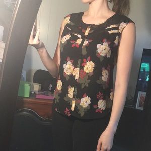 Black floral blouse